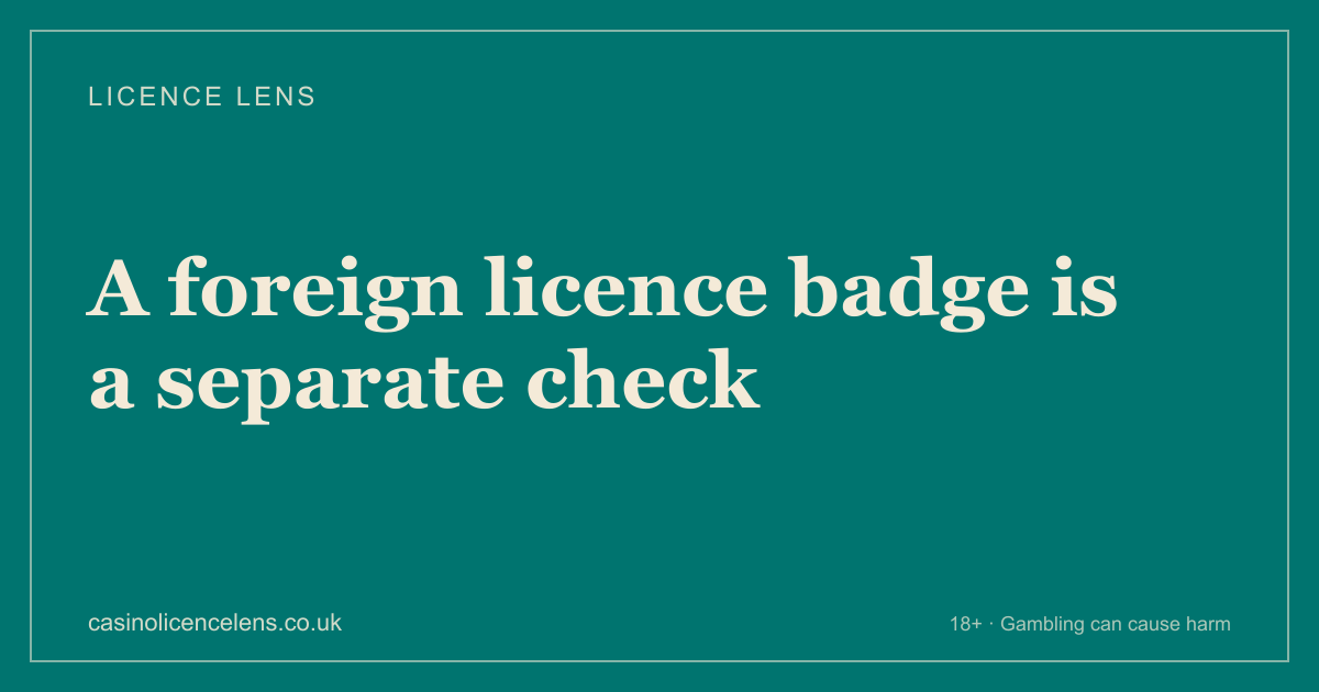 Title card reading “A foreign licence badge is a separate check”