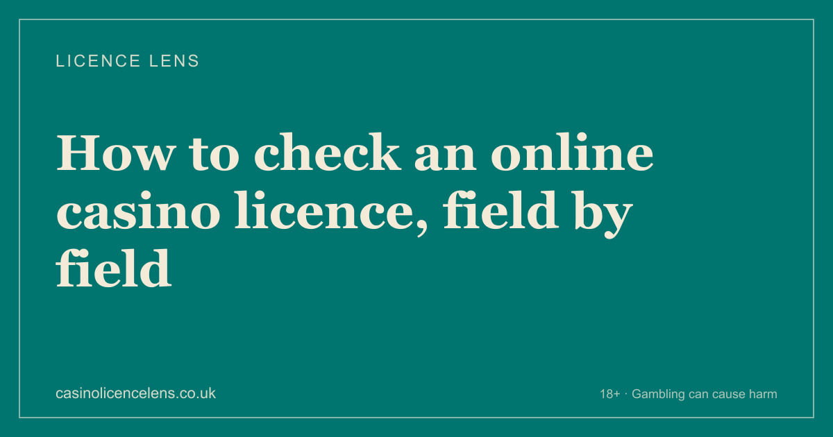 Title card reading “How to check an online casino licence against the Gambling Commission register, field by field”